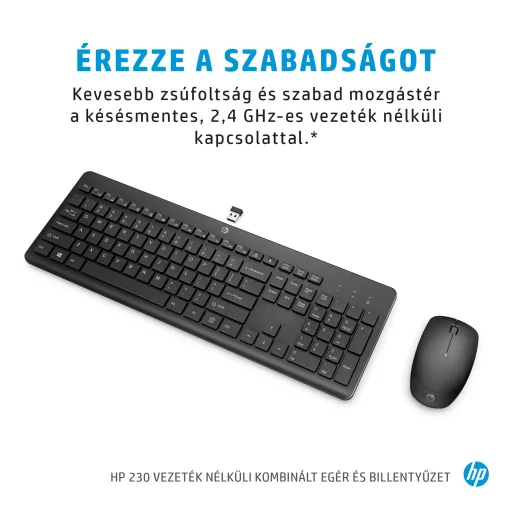 HP 230 Wireless Mouse and Keyboard Combo billentyűzet Egér mellékelve Irodai Vezeték nélküli RF Fekete