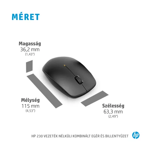 HP 230 Wireless Mouse and Keyboard Combo billentyűzet Egér mellékelve Irodai Vezeték nélküli RF Fekete