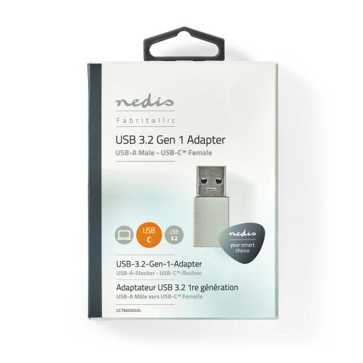 Nedis CCTB60925AL csatlakozó átlakító USB A USB C Ezüst