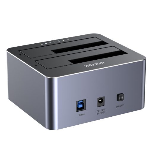 UNITEK Y-3026GY01-EU dokkoló állomás tárolóegységhez USB 3.2 Gen 1 (3.1 Gen 1) Type-B Szürke
