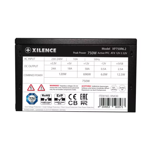 Xilence XP750R6.2 750 W 20+4 pin ATX ATX Fekete