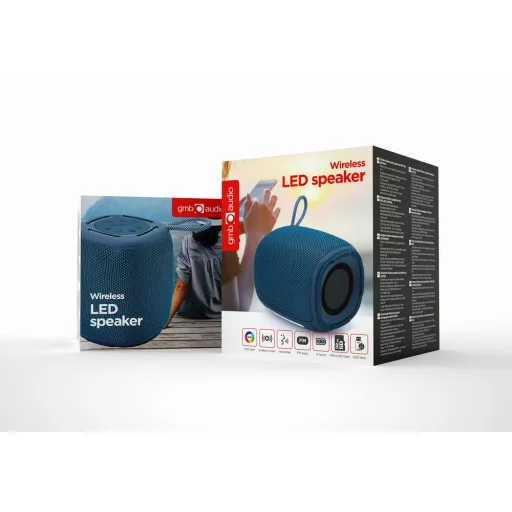 Gembird SPK-BT-LED-03-B Hordozható és party hangszóró Kék 5 W