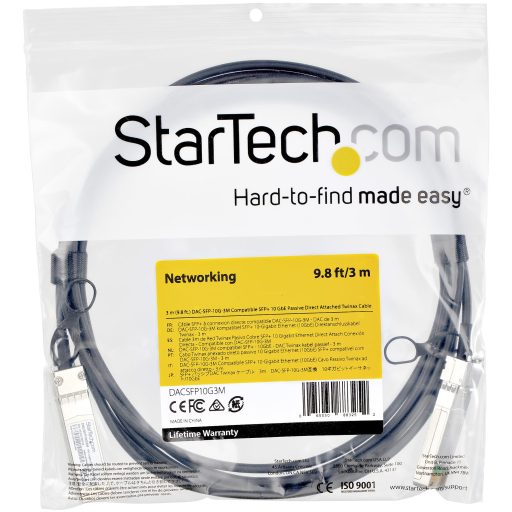 StarTech.com DACSFP10G3M InfiniBand és száloptikai kábel 3 M SFP Fekete