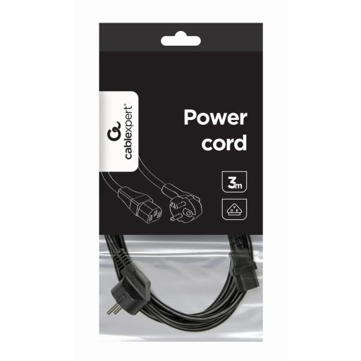 Gembird PC-186-VDE-3M power cord with VDE approval 3 meter Fekete