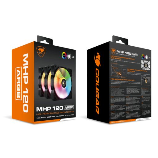 COUGAR CGR-CF-MHP12HB3-RGB Számítógép ház Hűtő 12 cm Fekete, Fehér 3 db