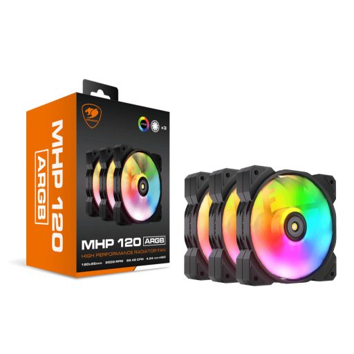 COUGAR CGR-CF-MHP12HB3-RGB Számítógép ház Hűtő 12 cm Fekete, Fehér 3 db