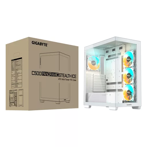 GIGABYTE C500 PANORAMIC STEALTH Midi Tower Fehér