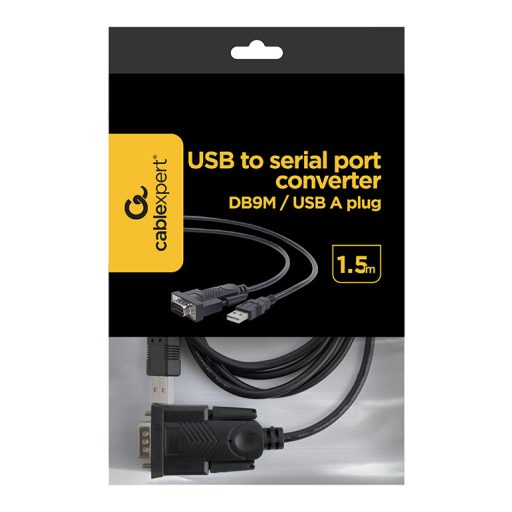 Gembird UAS-DB9M-02 soros kábel Fekete 1,5 M USB A típus DB-9