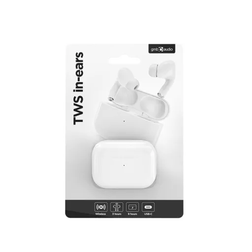 Gembird GMB Audio TWS-03-W fejhallgató és headset True Wireless Stereo (TWS) Hallójárati Hívás/zene USB C-típus Bluetooth Fehér