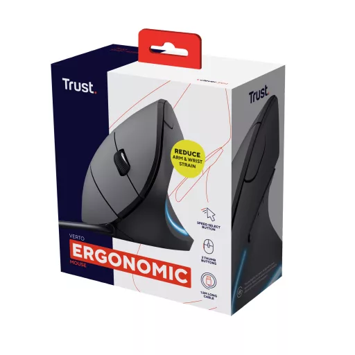 Trust Verto egér Irodai Jobbkezes USB A típus Optikai 1600 DPI