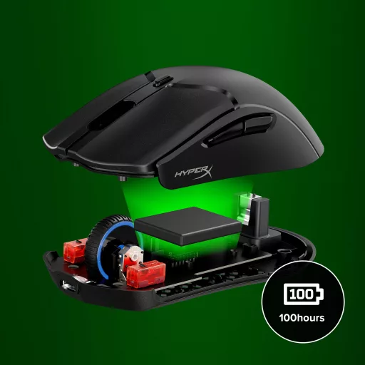 HyperX Pulsefire Haste 2 Mini Wireless Black Gaming Mouse egér Játék Kétkezes RF Wireless + Bluetooth + USB Type-A Optikai 26000 DPI