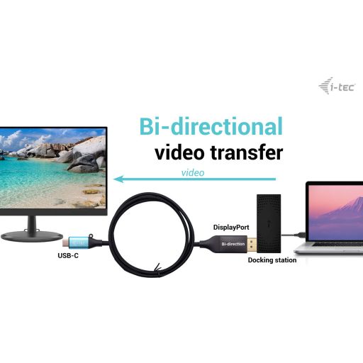 i-tec C31CBLDP8KBIDIR video átalakító kábel 1,5 M DisplayPort USB C-típus Fekete