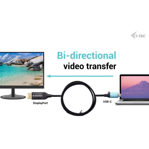 i-tec C31CBLDP8KBIDIR video átalakító kábel 1,5 M DisplayPort USB C-típus Fekete