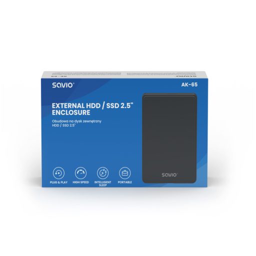 Savio AK-65 tárolóegység burkolat HDD/SSD ház Fekete 2.5"
