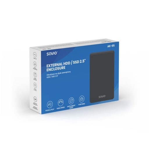 Savio AK-65 tárolóegység burkolat HDD/SSD ház Fekete 2.5"