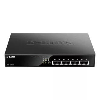   D-Link DGS-1008MP hálózati kapcsoló Beállítást nem igénylő (unmanaged) Gigabit Ethernet (10/100/1000) Ethernet-áramellátás (PoE) támogatása 1U Fekete