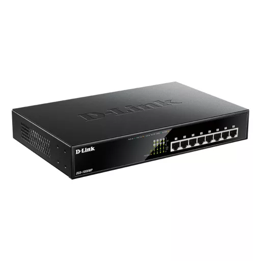 D-Link DGS-1008MP hálózati kapcsoló Beállítást nem igénylő (unmanaged) Gigabit Ethernet (10/100/1000) Ethernet-áramellátás (PoE) támogatása 1U Fekete