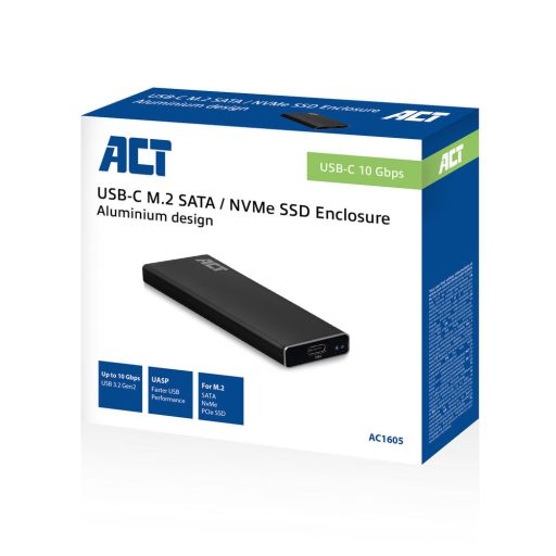 ACT AC1605 tárolóegység burkolat Külső SSD ház Fekete M.2