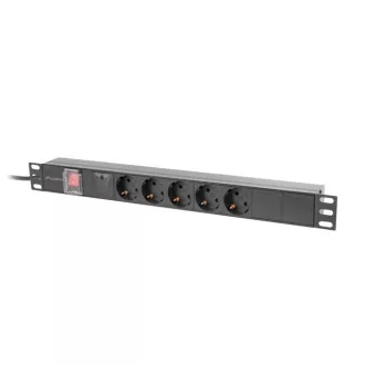   Lanberg PDU-05F-0200-BK áramelosztó egység (PDU) 5 AC kimenet(ek) 1U Fekete