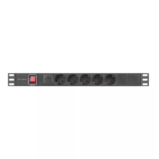 Lanberg PDU-05F-0200-BK áramelosztó egység (PDU) 5 AC kimenet(ek) 1U Fekete