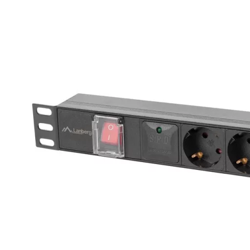 Lanberg PDU-05F-0200-BK áramelosztó egység (PDU) 5 AC kimenet(ek) 1U Fekete