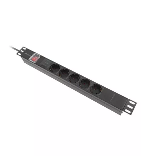 Lanberg PDU-05F-0200-BK áramelosztó egység (PDU) 5 AC kimenet(ek) 1U Fekete