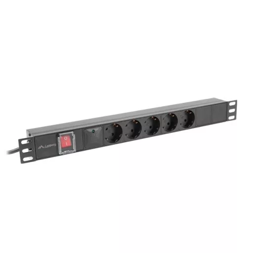 Lanberg PDU-05F-0200-BK áramelosztó egység (PDU) 5 AC kimenet(ek) 1U Fekete