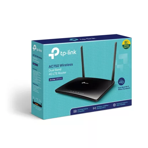 TP-Link Archer MR200 vezetéknélküli router Fast Ethernet Kétsávos (2,4 GHz / 5 GHz) 4G Fekete