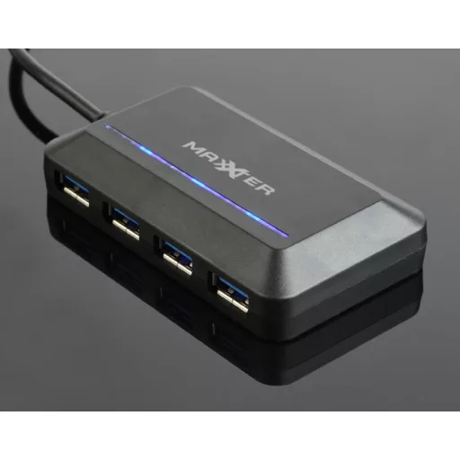 Maxxter ACT-HUB3C-4P hálózati csatlakozó USB 3.2 Gen 1 (3.1 Gen 1) Type-A 5000 Mbit/s Fekete