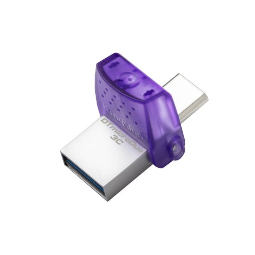 Kingston Technology DataTraveler microDuo 3C USB flash meghajtó 128 GB USB Type-A / USB Type-C 3.2 Gen 1 (3.1 Gen 1) Rozsdamentes acél, Lila