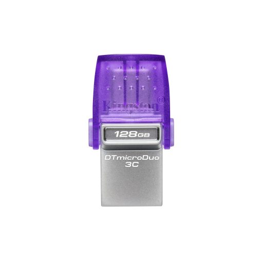 Kingston Technology DataTraveler microDuo 3C USB flash meghajtó 128 GB USB Type-A / USB Type-C 3.2 Gen 1 (3.1 Gen 1) Rozsdamentes acél, Lila