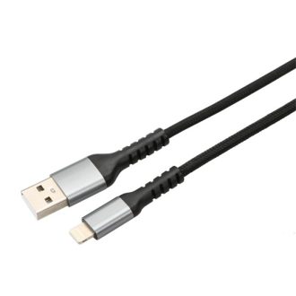   KAB AVAX CB401G STEELY USB A-Lightning 20W gyorstöltő, sodorszálas kábel, 3A, acélszürke - 1,5m