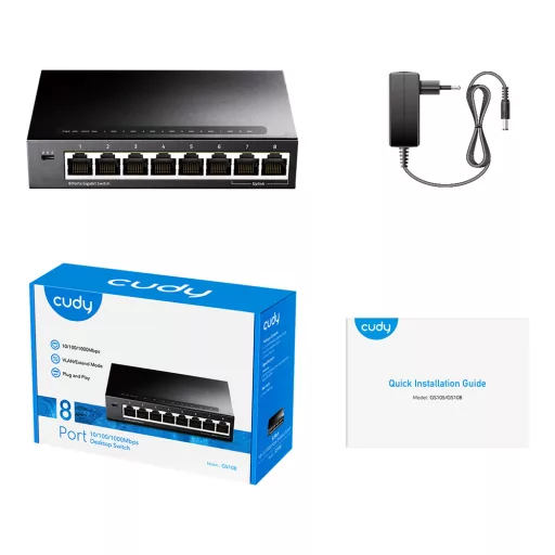 Cudy GS108 hálózati kapcsoló Gigabit Ethernet (10/100/1000) Fekete