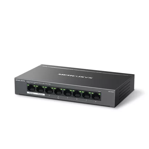 Mercusys MS108GP hálózati kapcsoló Vezérelt Gigabit Ethernet (10/100/1000) Ethernet-áramellátás (PoE) támogatása Fekete