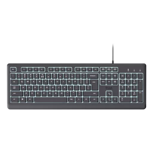 Trust Primo Beleuchtete billentyűzet Otthoni/irodai USB QWERTZ Német Fekete