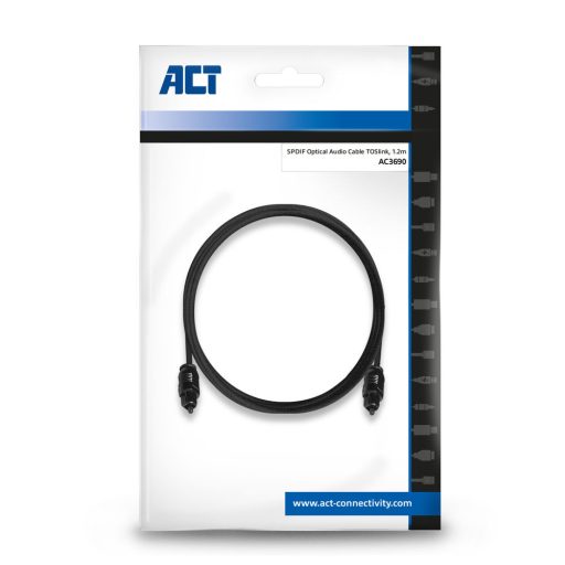 ACT AC3690 audio kábel 1,2 M Toslink (digitális optikai) kábel Fekete