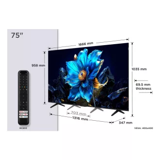   TCL P79K 75P79K televízió 190,5 cm (75") 4K Ultra HD Smart TV Wi-Fi Fémes 450 cd/m²