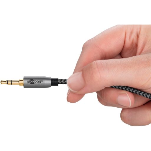 Goobay 65277 audio kábel 0,5 M 3.5mm TRS Fekete, Ezüst