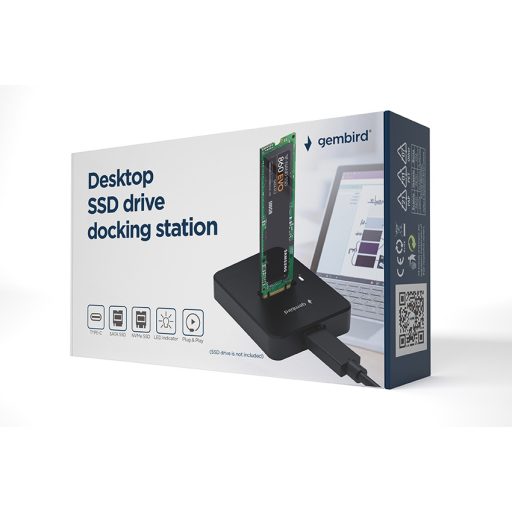 Gembird DD-U3M2 dokkoló állomás tárolóegységhez USB 3.2 Gen 1 (3.1 Gen 1) Type-C Fekete