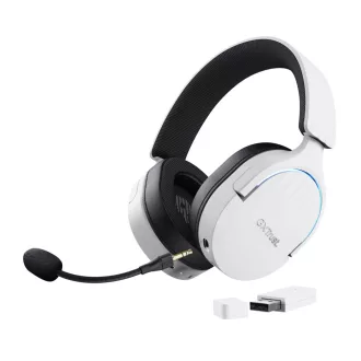  Trust GXT 491W FAYZO Headset Vezetékes és vezeték nélküli Fejpánt Játék USB C-típus Bluetooth Fekete, Fehér