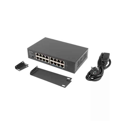 Lanberg RSGE-16 hálózati kapcsoló Beállítást nem igénylő (unmanaged) Gigabit Ethernet (10/100/1000) 1U Fekete