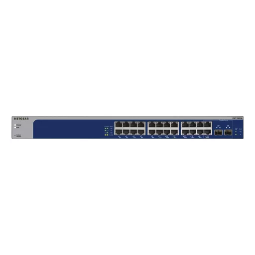 NETGEAR XS724EM Vezérelt L2 10G Ethernet (100/1000/10000) 1U Kék, Szürke