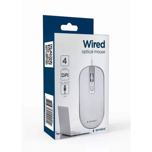 Gembird MUS-4B-06-WS egér Irodai Kétkezes USB A típus Optikai 1200 DPI