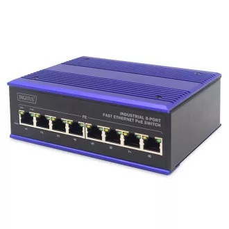   ASSMANN Electronic DN-650108 hálózati kapcsoló Fast Ethernet (10/100) Ethernet-áramellátás (PoE) támogatása Fekete, Kék