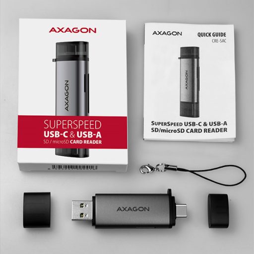 Axagon CRE-SAC kártyaolvasó USB 3.0 Type-A/Type-C Szürke
