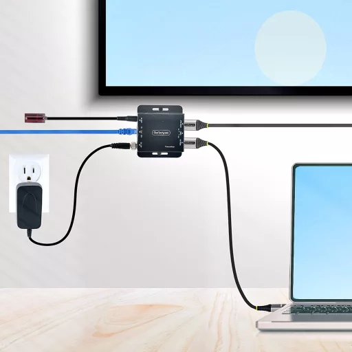 StarTech.com EXTEND-HDMI-4K40C6P1 audió/videó jeltovábbító AV adó- és vevőegység Fekete