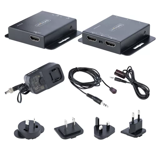 StarTech.com EXTEND-HDMI-4K40C6P1 audió/videó jeltovábbító AV adó- és vevőegység Fekete