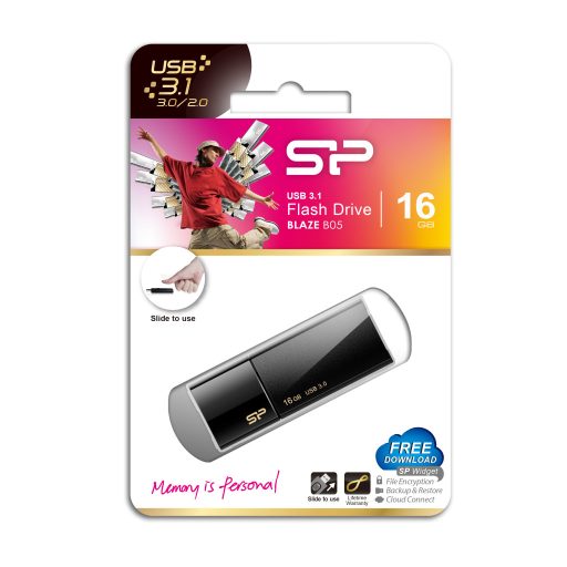 Silicon Power Blaze B05 USB flash meghajtó 16 GB USB A típus 3.2 Gen 1 (3.1 Gen 1) Fekete