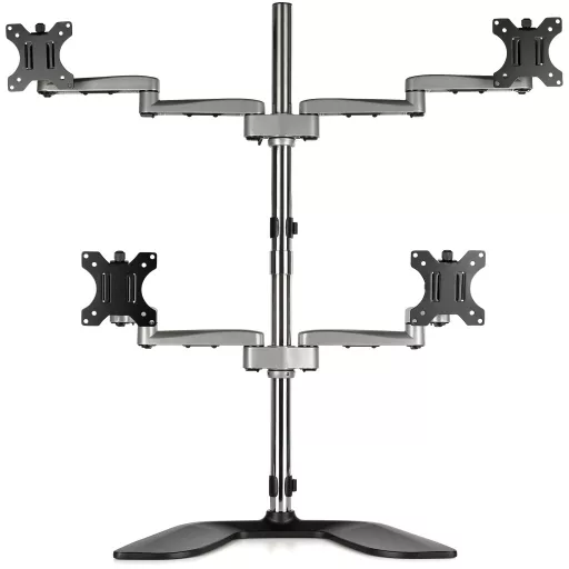 StarTech.com ARMQUADSS asztali TV konzol 81,3 cm (32") Fekete, Ezüst