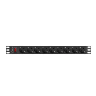   Lanberg PDU-09F-0300-BK áramelosztó egység (PDU) 9 AC kimenet(ek) 1U Fekete, Szürke